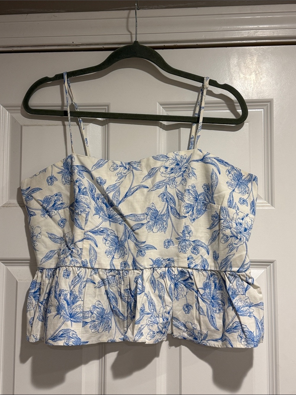 A new day Women’s Blue Floral Peplum Cami Top